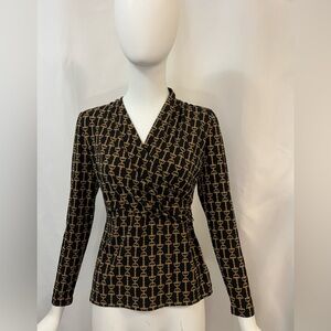 Black and Tan Horsebit Wrap Top Charter Club